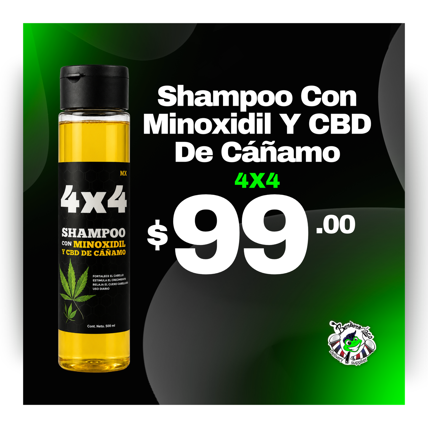 Shampoo De Minoxidil con CBD De Cáñamo | 4x4 500g