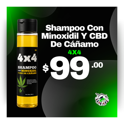 Shampoo De Minoxidil con CBD De Cáñamo | 4x4 500g
