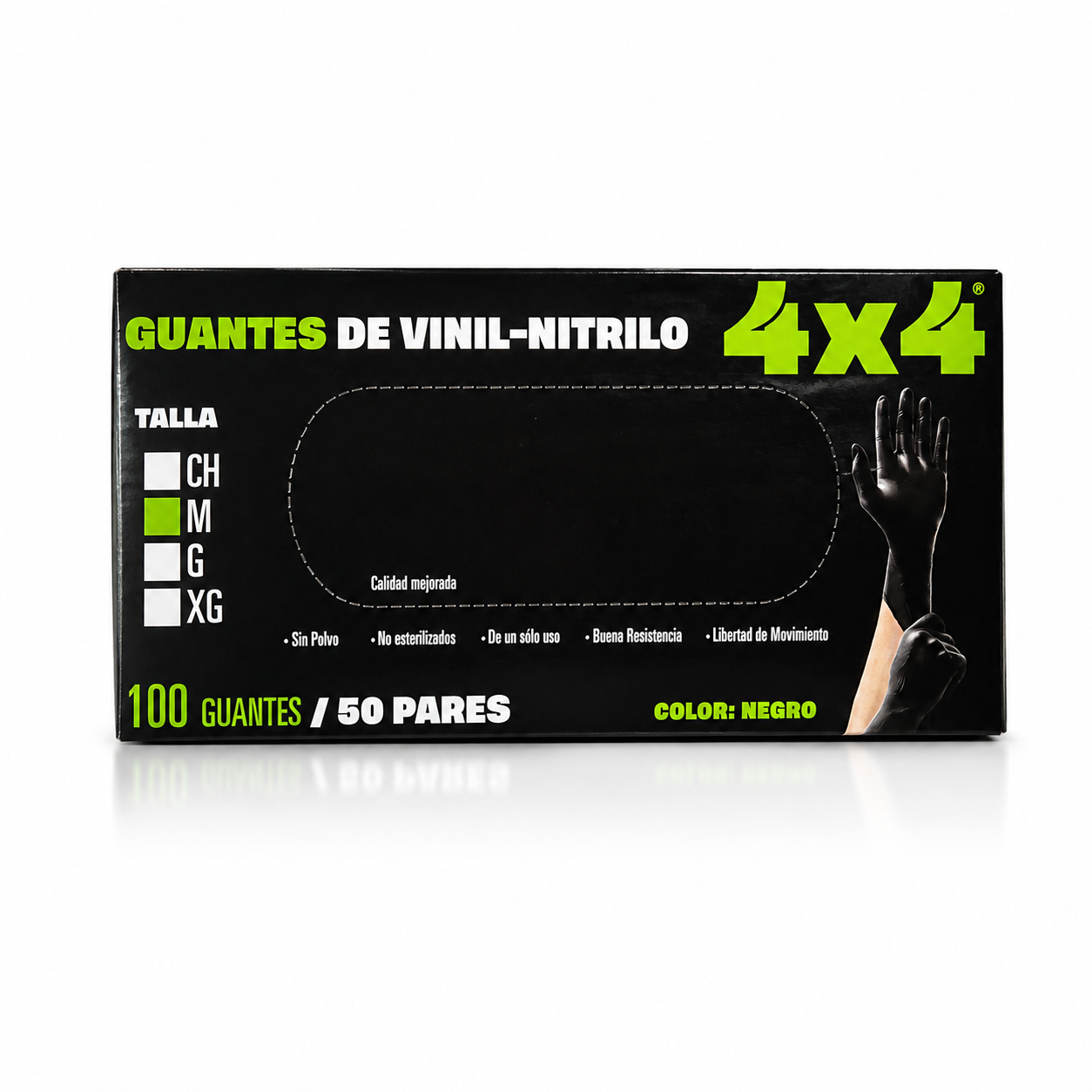 Guantes de Vinil Nitrilo Negro CH - 4x4 Profesional