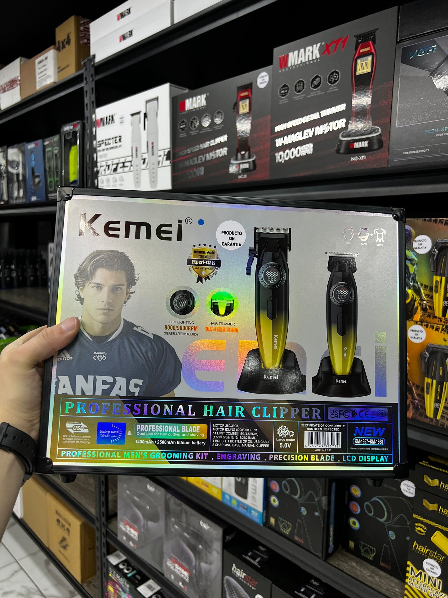 Combo Kemei Clipper y Trimmer LED con Maletin | KM-1867+KM-1868