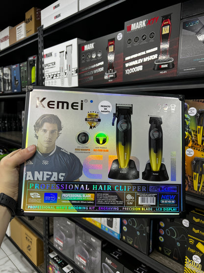 Combo Kemei Clipper y Trimmer LED con Maletin | KM-1867+KM-1868
