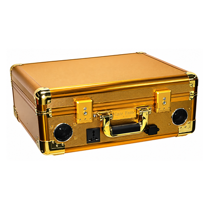 Maletín Dorado Barbería Profesional Portátil Con Bocinas Bluetooth