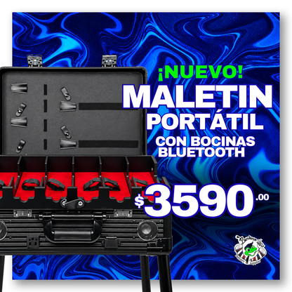 Maletín Black Barbería Profesional Portátil Con Bocinas Bluetooth