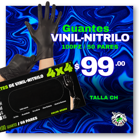 Guantes de Vinil Nitrilo Negro CH - 4x4 Profesional