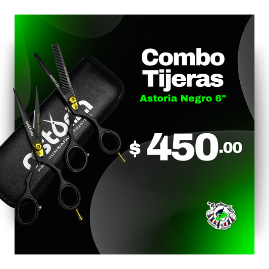 Combo Tijeras Astoria Negras 6"