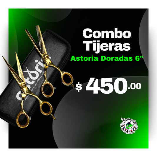 Combo Tijeras Astoria Doradas  6"