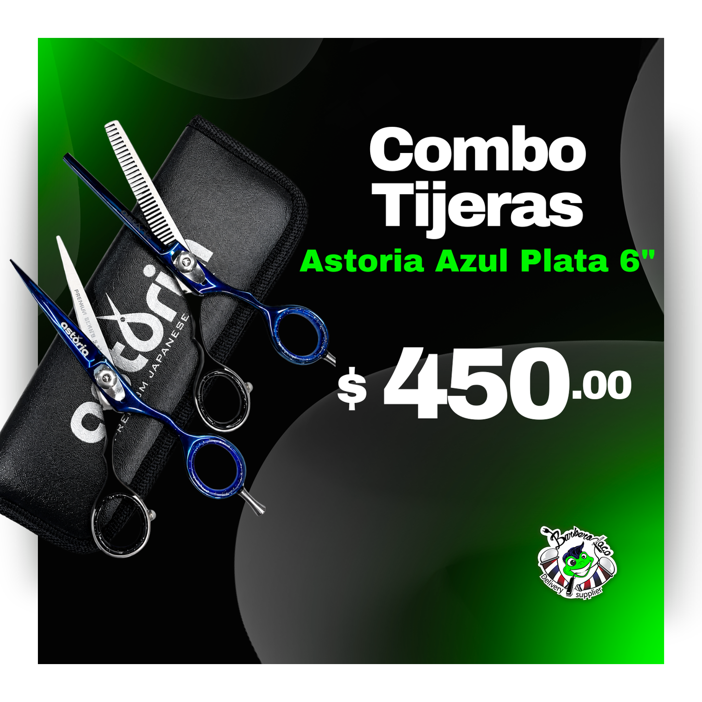 Combo Tijeras Astoria Azul Plata  6"