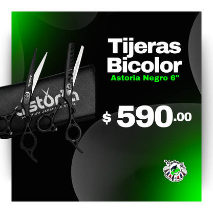 Tijeras Astoria Bicolor Negro 6"