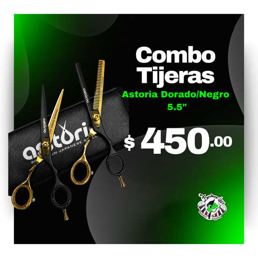 Combo Tijeras Astoria Dorado/Negro 5.5