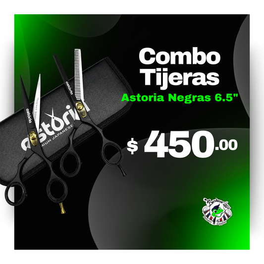 Combo Tijeras Astoria Negro 6.5"