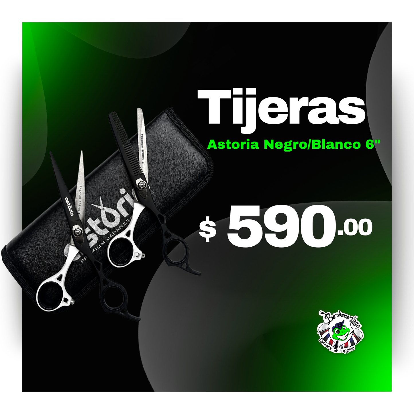 Tijeras Astorias Bicolor Negro/Blanco 6"