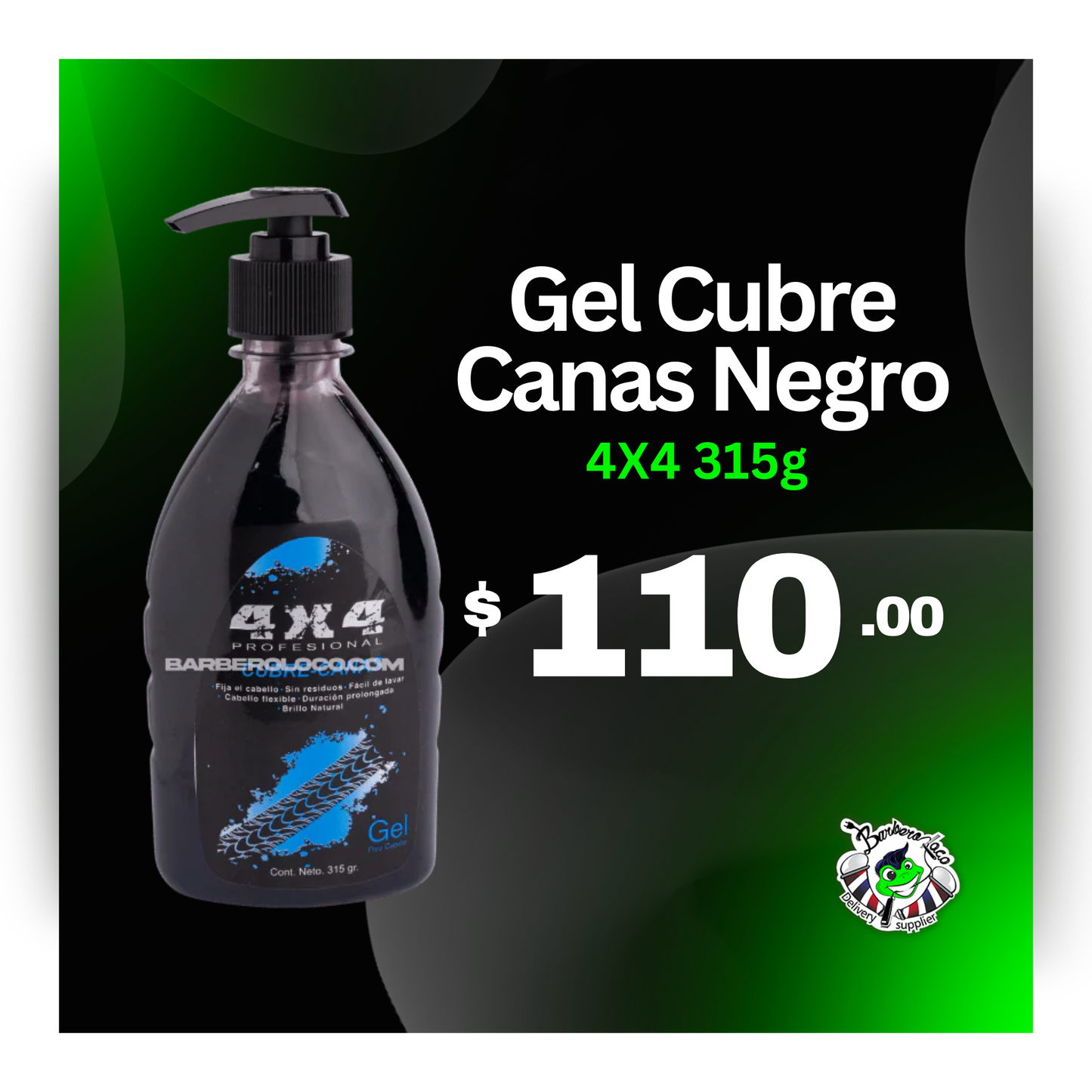 Gel Cubre-Canas Negro 4x4 315 g
