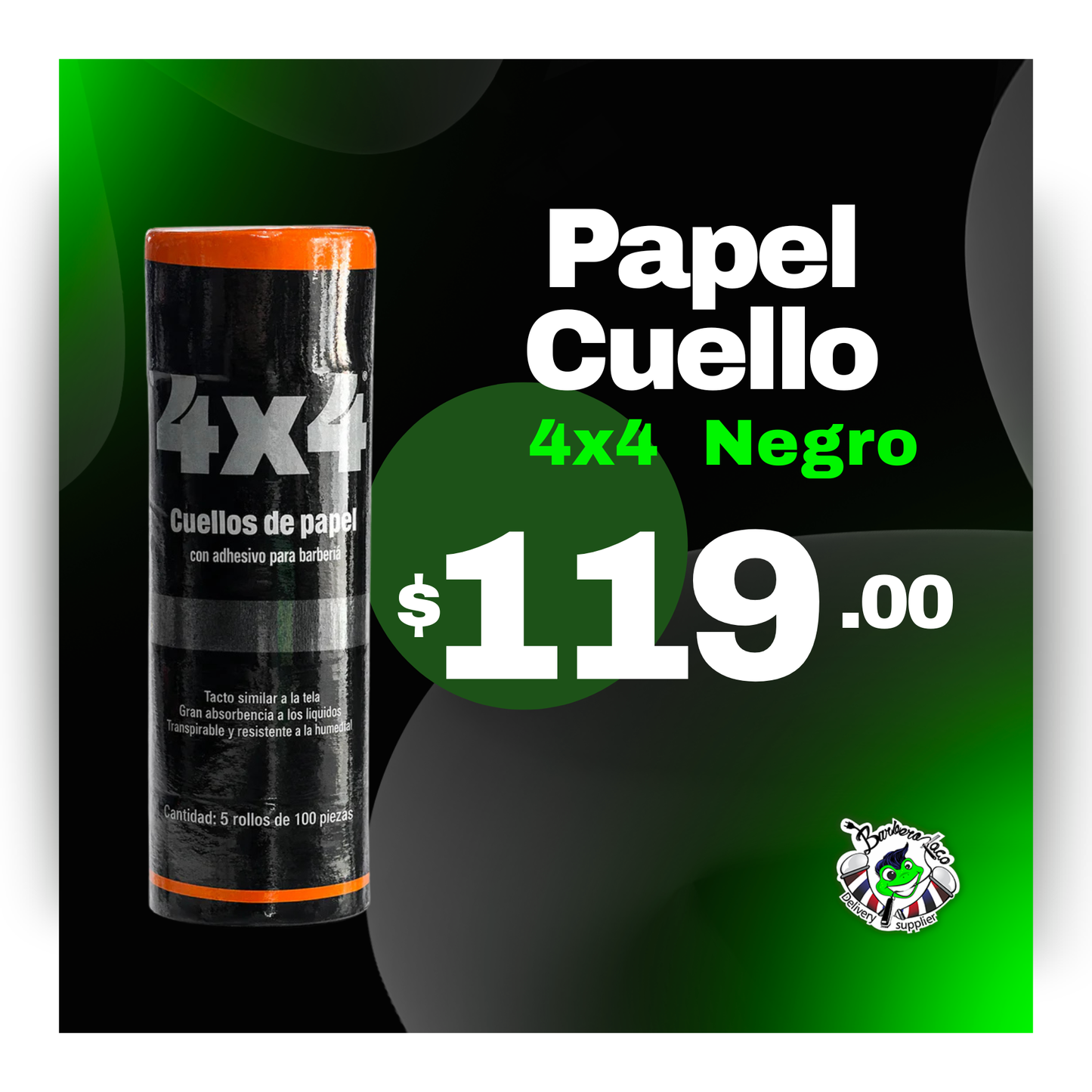 Papel Cuello 4x4 Negro Paquete c/500 tiras