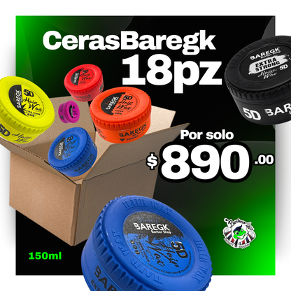 Combo 18 Ceras Baregk Surtidas 150ml