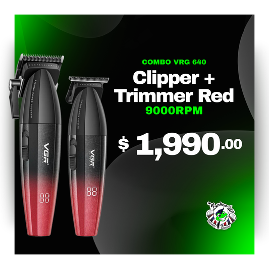 Combo VGR 640 Clipper y Trimmer Turbo 9000 RPM Red