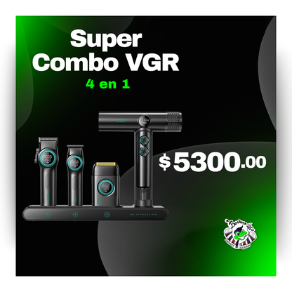 Combo VGR 4 en 1 clipper, trimmer, shaver y secadora