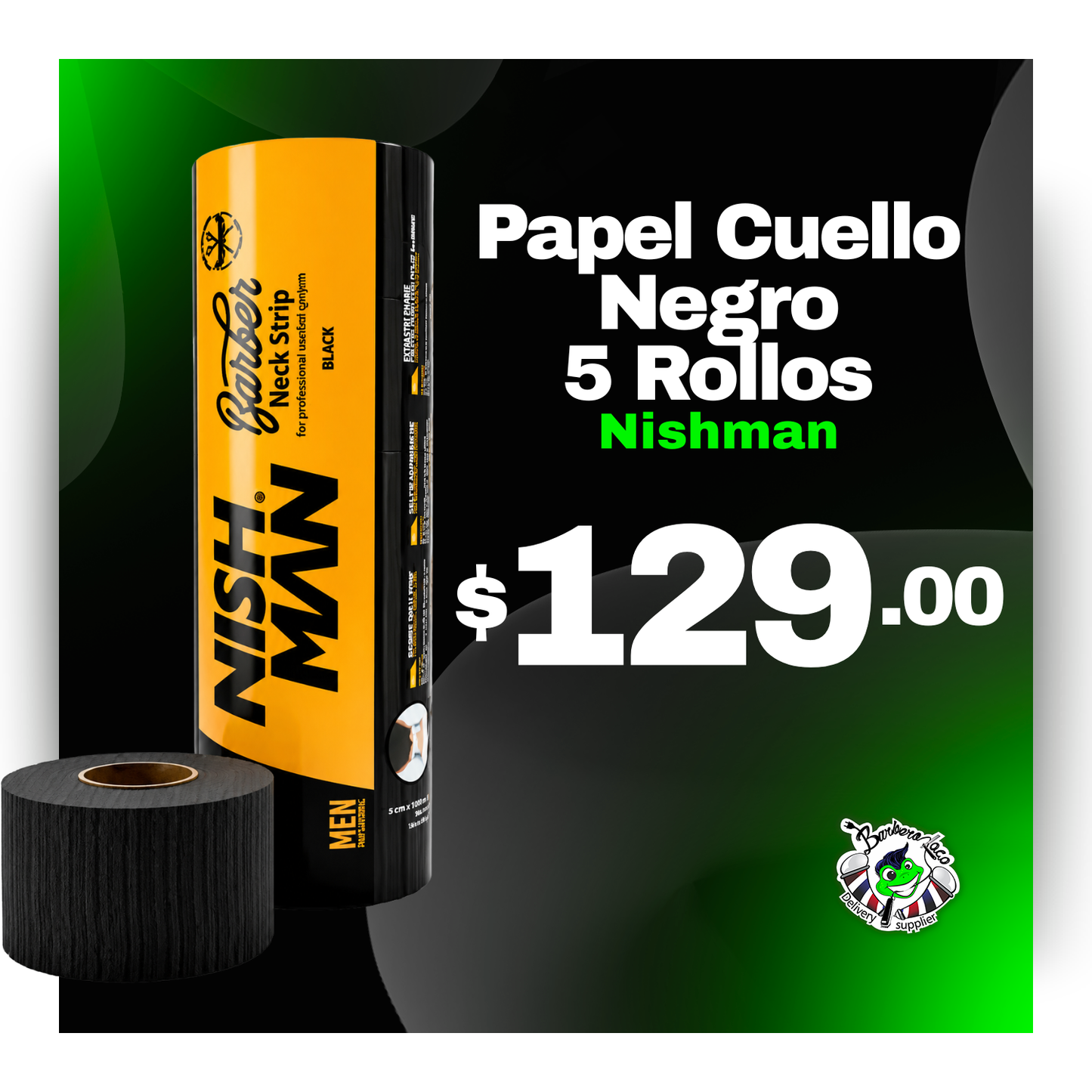 Papel Cuello Negro NishMan 1 paquete c/500 tiras
