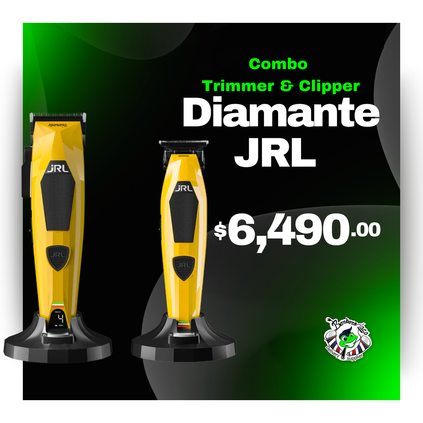 Combo Diamante JRL Clipper y Trimmer Motor Brushless Amarillo