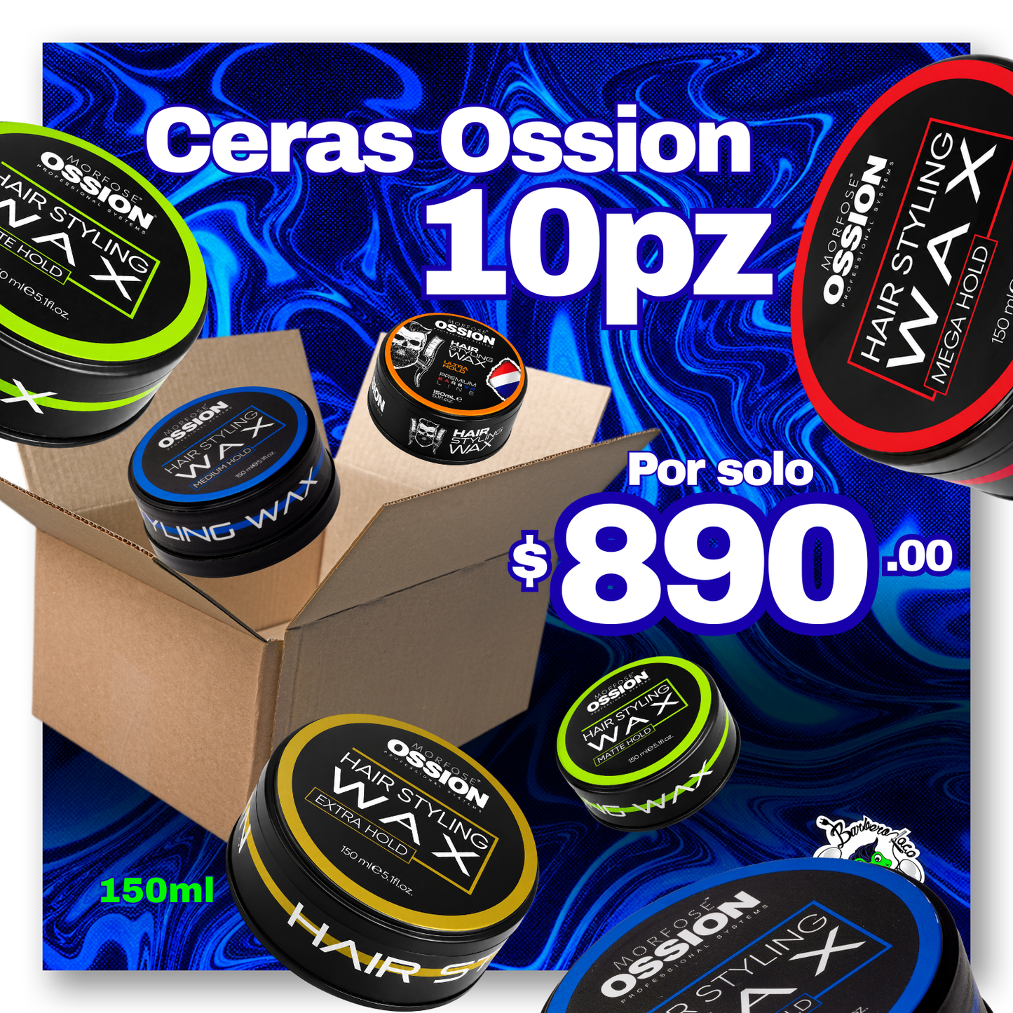Combo 10 HairWax Ossion Surtidas 150ml
