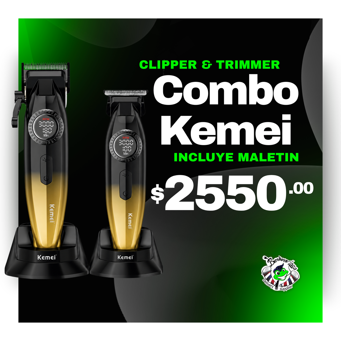 Combo Kemei Clipper y Trimmer LED con Maletin | KM-1867+KM-1868