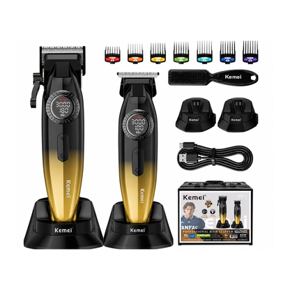 Combo Kemei Clipper y Trimmer LED con Maletin | KM-1867+KM-1868